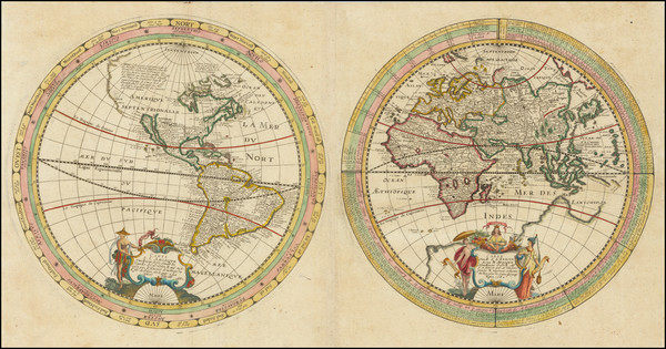 59-World, Eastern Hemisphere, Western Hemisphere and California as an Island Map By Melchior Taver