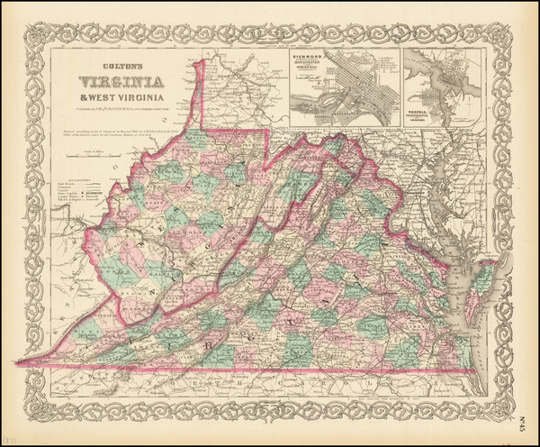 74-West Virginia and Virginia Map By G.W.  & C.B. Colton