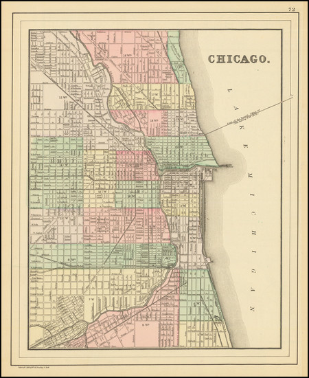 Cute Vintage Front Page of Fishing Map of Chicago w/Maps of Great