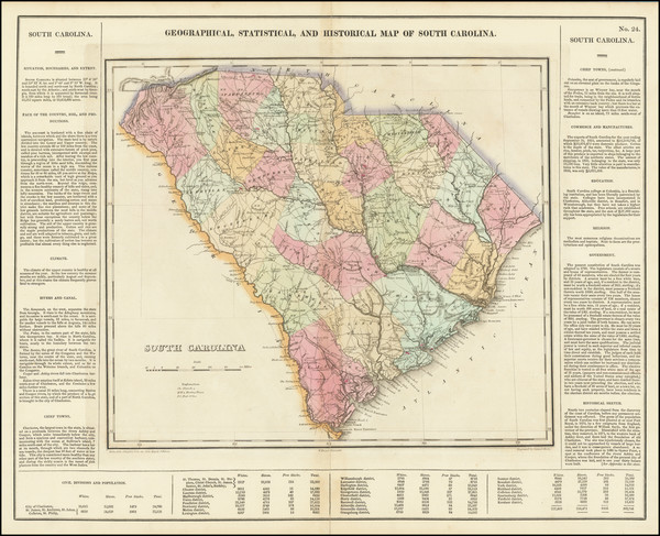 44-South Carolina Map By Henry Charles Carey  &  Isaac Lea