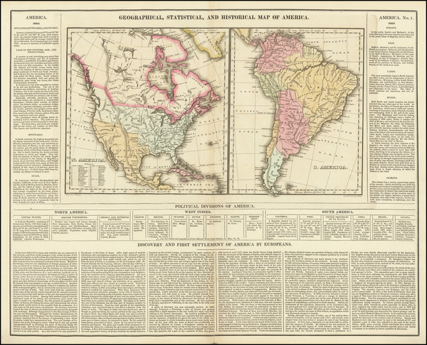 36-North America, South America and America Map By Henry Charles Carey  &  Isaac Lea