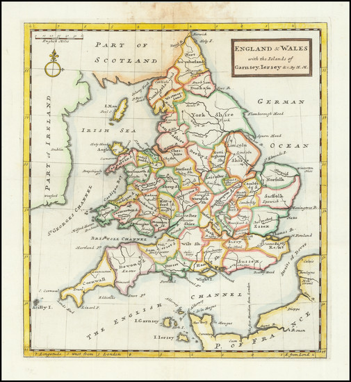 81-England and Wales Map By Herman Moll