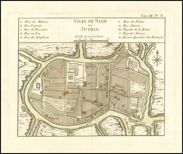 77-Thailand, Cambodia, Vietnam Map By Jacques Nicolas Bellin