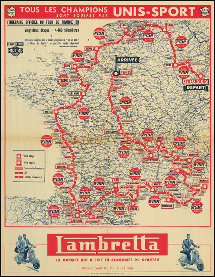 76-France and Pictorial Maps Map By Unis-Sport