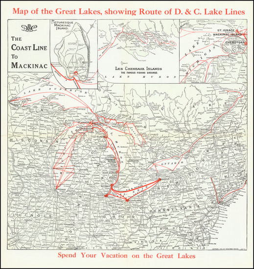 34-Midwest, Illinois, Michigan and Wisconsin Map By Poole Brothers