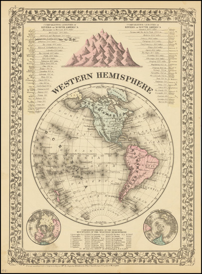 5-Western Hemisphere Map By Samuel Augustus Mitchell Jr.