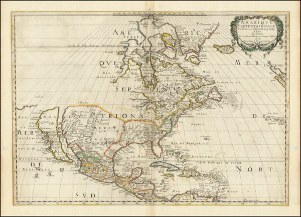 100-Midwest, North America and California as an Island Map By Nicolas Sanson