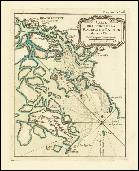 83-China Map By Jacques Nicolas Bellin