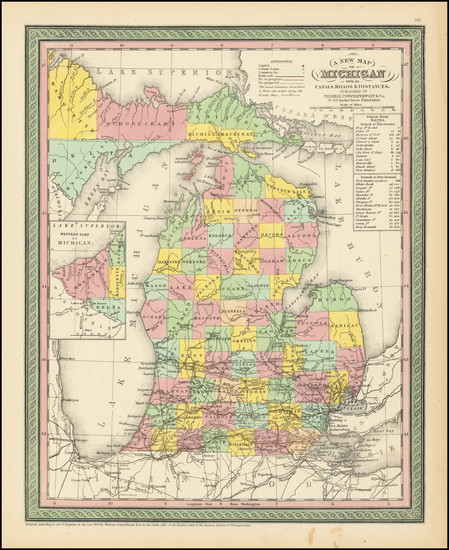 53-Michigan Map By Thomas, Cowperthwait & Co.