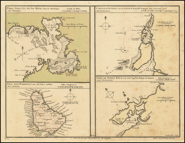 74-Other Islands, Central America and Colombia Map By Philippe Buache