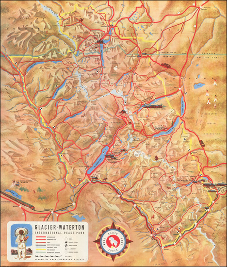 89-Rocky Mountains, Montana and Western Canada Map By Great Northern Railway Co.