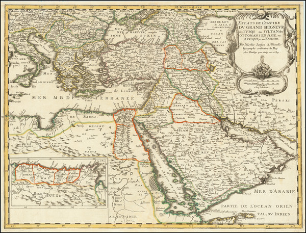 55-Turkey, Middle East, Arabian Peninsula and Turkey & Asia Minor Map By Nicolas Sanson