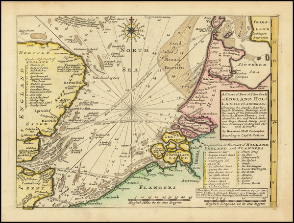 30-England, Netherlands and Belgium Map By Herman Moll