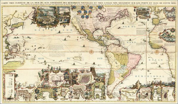 18-World, Atlantic Ocean, North America, South America, Pacific, California and America Map By Hen