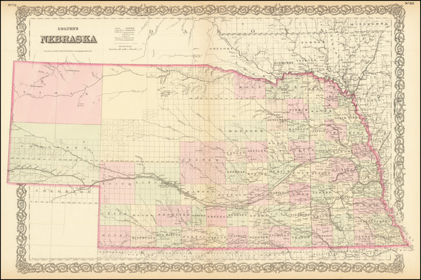 61-Nebraska Map By G.W.  & C.B. Colton