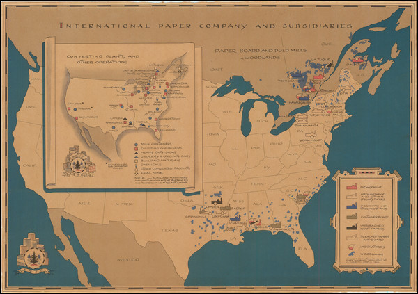 82-United States and Pictorial Maps Map By International Paper Company