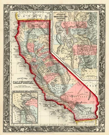 63-Southwest, Rocky Mountains and California Map By Samuel Augustus Mitchell Jr.