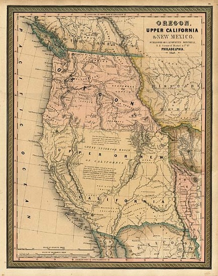 50-Southwest, Rocky Mountains and California Map By Samuel Augustus Mitchell