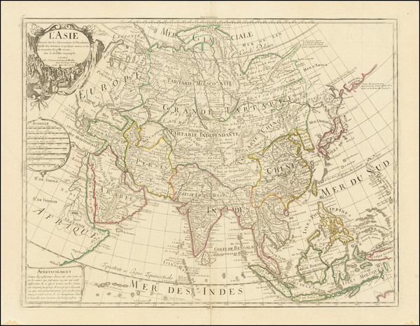 93-Asia Map By Guillaume De L'Isle