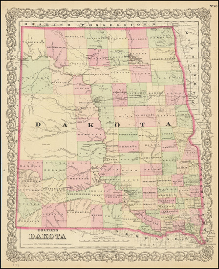 63-North Dakota and South Dakota Map By G.W.  & C.B. Colton