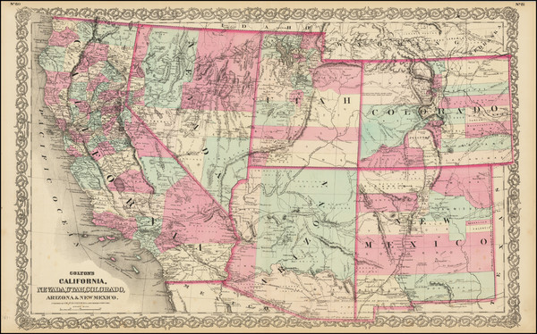 79-Southwest, Rocky Mountains and California Map By G.W.  & C.B. Colton