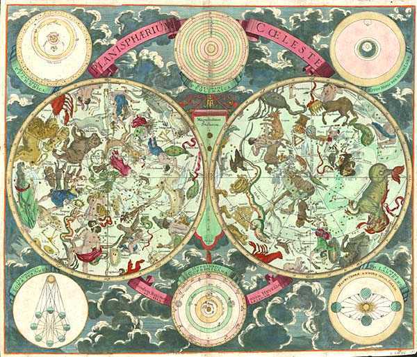 100-World, Celestial Maps and Curiosities Map By David Funcke