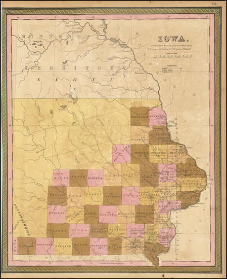 45-Iowa Map By Samuel Augustus Mitchell