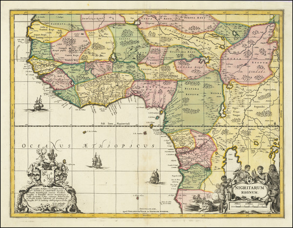 98-West Africa Map By Peter Schenk / Gerard Valk