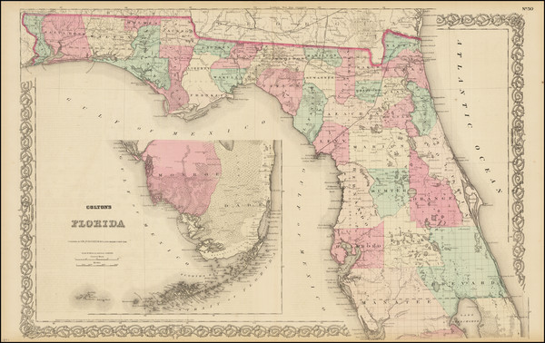 31-Florida Map By G.W.  & C.B. Colton