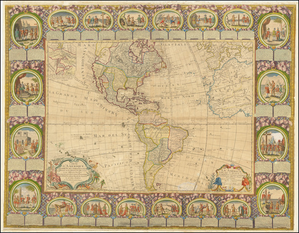 37-Western Hemisphere, North America, South America and America Map By Jean Baptiste Louis Clouet