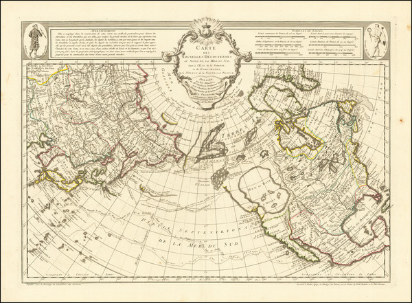 26-Polar Maps, Alaska, North America, Pacific, Russia in Asia and Canada Map By Philippe Buache / 