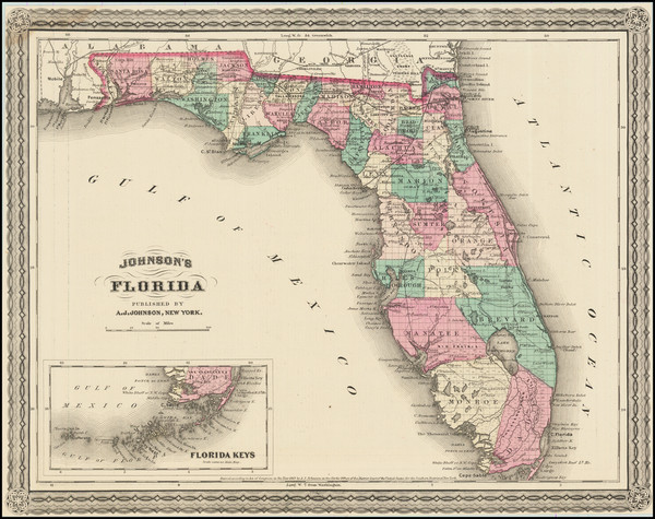 3-Florida Map By Alvin Jewett Johnson