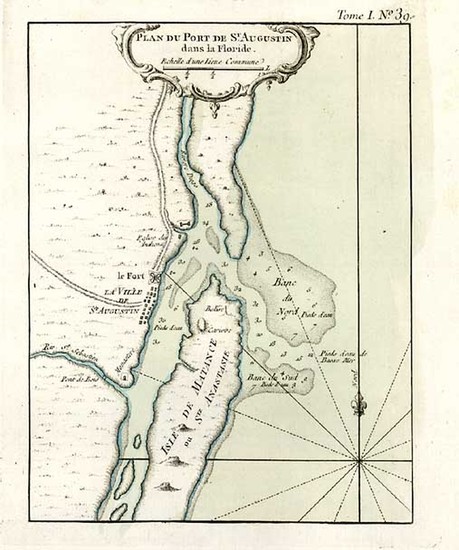 72-Florida Map By Jacques Nicolas Bellin