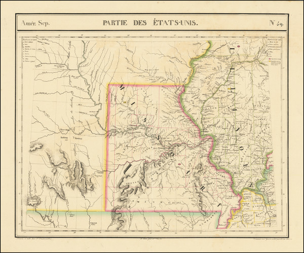 6-Illinois, Iowa, Kansas, Missouri and Nebraska Map By Philippe Marie Vandermaelen