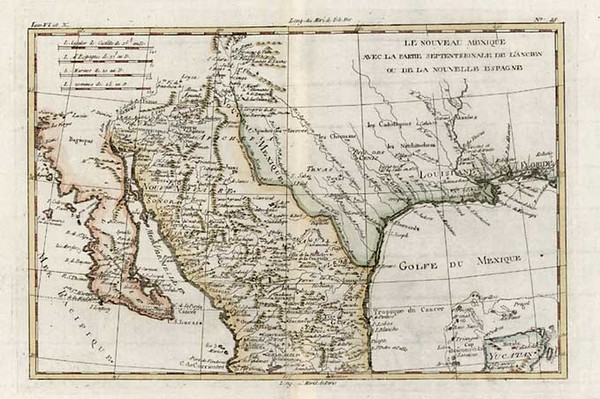 82-Texas, Southwest, Mexico and Baja California Map By Rigobert Bonne