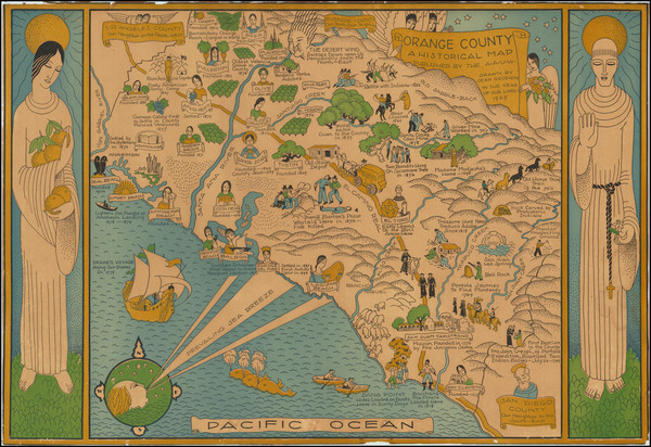 64-Pictorial Maps, California and Other California Cities Map By Jean Goodwin / Santa Ana High Sch