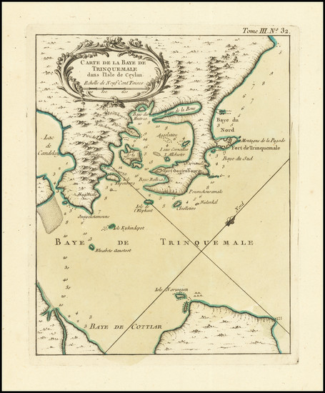 46-Sri Lanka Map By Jacques Nicolas Bellin