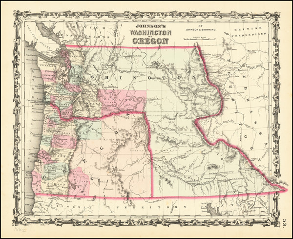 17-Idaho, Pacific Northwest, Oregon and Washington Map By Alvin Jewett Johnson  &  Ross C. Bro