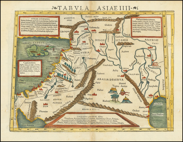 57-Cyprus and Holy Land Map By Sebastian Munster