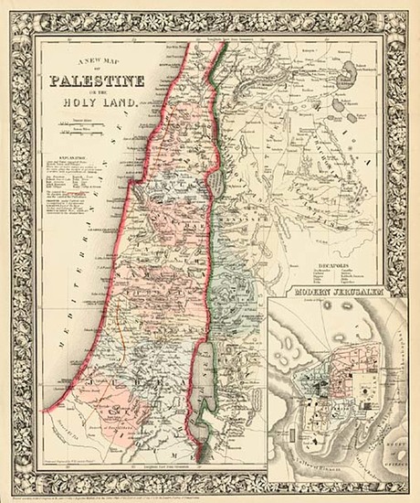 42-Asia and Holy Land Map By Samuel Augustus Mitchell Jr.