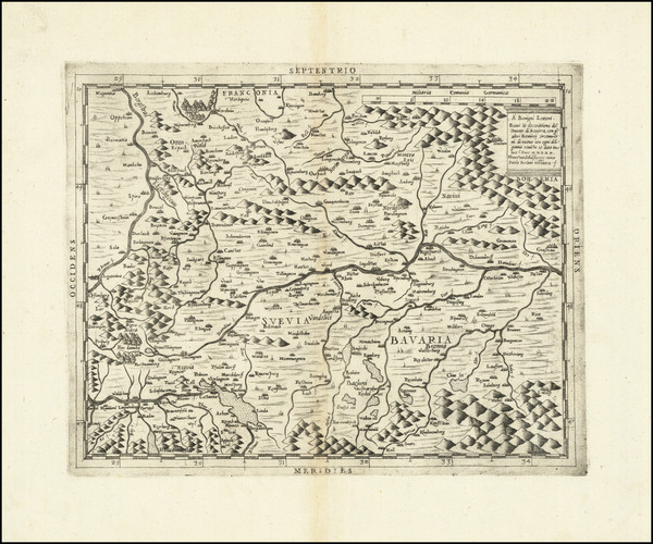 49-Süddeutschland Map By Paolo Forlani / Hendrick Van Schoel