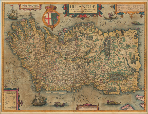 37-Ireland Map By Abraham Ortelius / Johannes Baptista Vrients