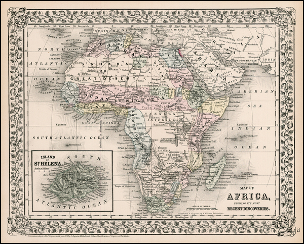 69-Africa and Africa Map By Samuel Augustus Mitchell Jr.