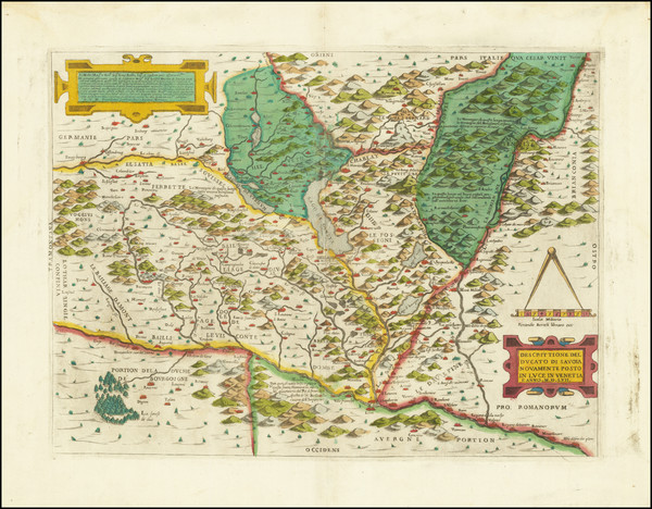 54-Switzerland, France and Northern Italy Map By Paolo Forlani / Ferrando Bertelli