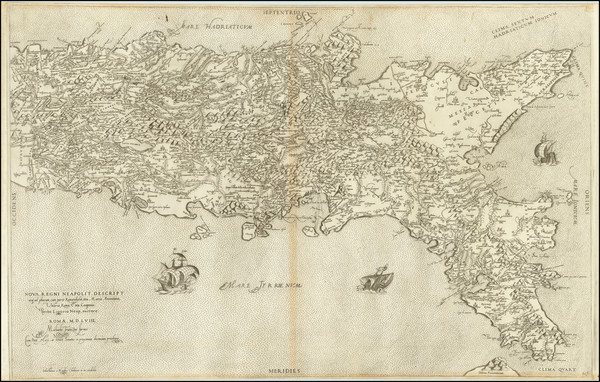 34-Southern Italy Map By Pirro Ligorio  &  Michael Tramezzino  &  Sebastian Di Regibus