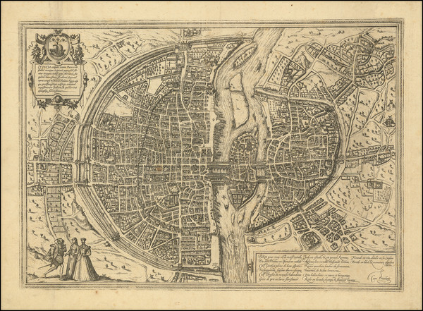 51-Paris and Île-de-France Map By Georg Braun  &  Frans Hogenberg