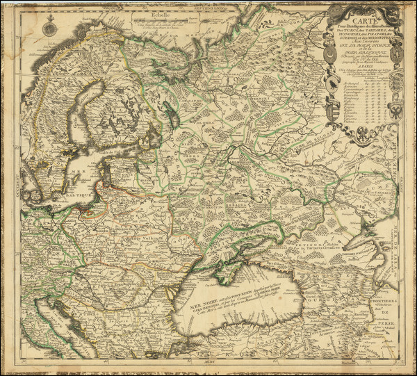 69-Poland, Russia, Balkans and Scandinavia Map By Nicolas de Fer