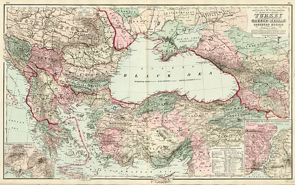 84-Europe, Balkans, Turkey, Asia, Turkey & Asia Minor and Greece Map By O.W. Gray