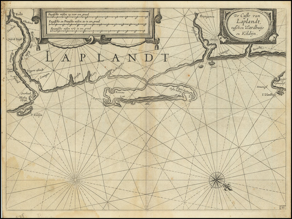 52-Polar Maps, Russia and Norway Map By Willem Janszoon Blaeu