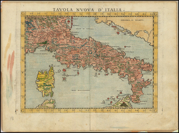 70-Italy Map By Girolamo Ruscelli